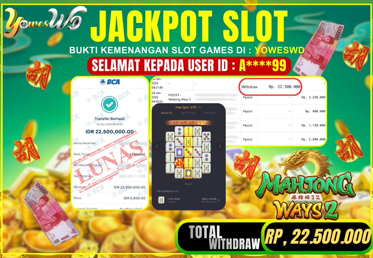 BUKTI WITHDRAW YOWESWD KEMENANGAN JACKPOT DI SLOT MAHJONG WAYS-2