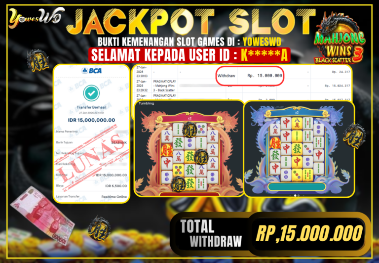 BUKTI WITHDRAW YOWESWD KEMENANGAN JACKPOT DI SLOT MAHJONG WINS BLACK SCATER