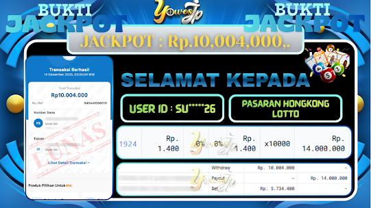 BUKTI WITHDRAW YOWESWD KEMENANGAN JACKPOT DI HONGKONG LOTTO