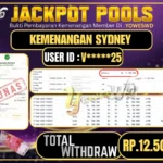 BUKTI JACKPOT KEMENANGAN TOGEL SYDNEY POOLS Rp 12,500,000 DI SITUS YOWESWD 17 MARET 2026