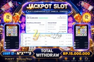 BUKTI JACKPOT KEMENANGAN PGSOFT – Mahjong Ways Rp. 15.000.000 DI SITUS YOWESWD 17 Jun 2026