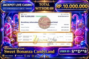 BUKTI JACKPOT KEMENANGAN PRAGMATICPLAYLIVE – Sweet Bonanza CandyLand Rp. 10.000.000 DI SITUS YOWESWD 18 Jun 2026