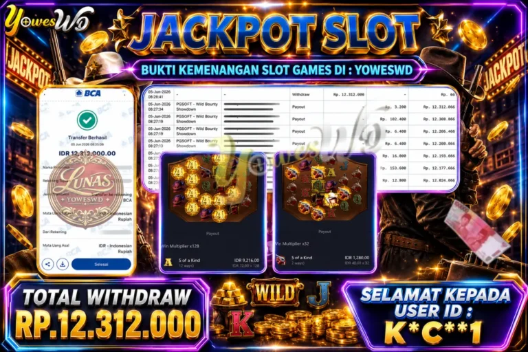 BUKTI JACKPOT KEMENANGAN PGSOFT – Wild Bounty Showdown Rp. 12.312.000 DI SITUS YOWESWD 05 Jun 2026