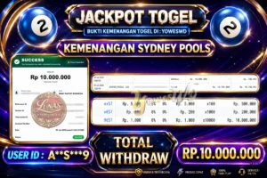 BUKTI JACKPOT KEMENANGAN TOGEL SYDNEY POOLS Rp. 10.000.000 DI SITUS YOWESWD 30 Jul 2026