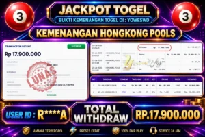 BUKTI JACKPOT KEMENANGAN TOGEL HONGKONG POOLS Rp. 17.900.000 DI SITUS YOWESWD 25 Jul 2026