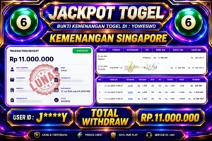 BUKTI JACKPOT KEMENANGAN TOGEL SINGAPORE Rp. 11.000.000 DI SITUS YOWESWD 27 Jul 2026