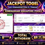 BUKTI JACKPOT KEMENANGAN TOGEL SINGAPORE POOLS Rp. 11.900.000 DI SITUS YOWESWD 08 Agustus 2026
