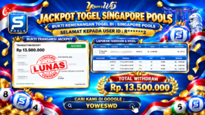 BUKTI JACKPOT KEMENANGAN TOGEL SINGAPORE POOLS Rp 13.500.000 DI SITUS YOWESWD 27 SEPTEMBER 2026