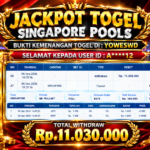 BUKTI JACKPOT KEMENANGAN TOGEL SINGAPORE POOLS Rp 11.029.000 DI SITUS YOWESWD 06 September 2026