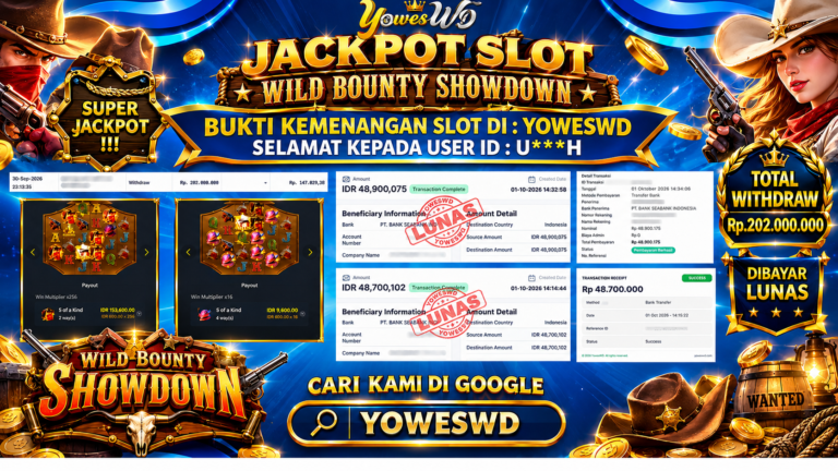 BUKTI JACKPOT KEMENANGAN SLOT PG SOFT – WILD BOUNTY SHOWDOWN Rp 202.000.000 DI SITUS YOWESWD 1 OKTOBER 2026