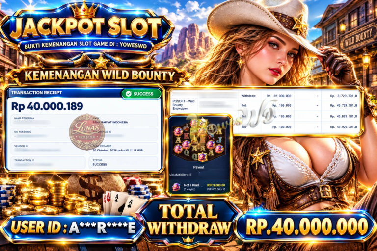 BUKTI JACKPOT KEMENANGAN SLOT PGSOFT – WILD BOUNTY SHOWDOWN Rp 40.000.000 DI SITUS YOWESWD 20 OKTOBER 2026