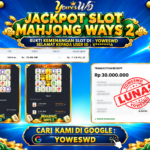 BUKTI JACKPOT KEMENANGAN SLOT PGSOFT – MAHJONG WAYS 2 Rp 30.000.000 DI SITUS YOWESWD 22 OKTOBER 2026